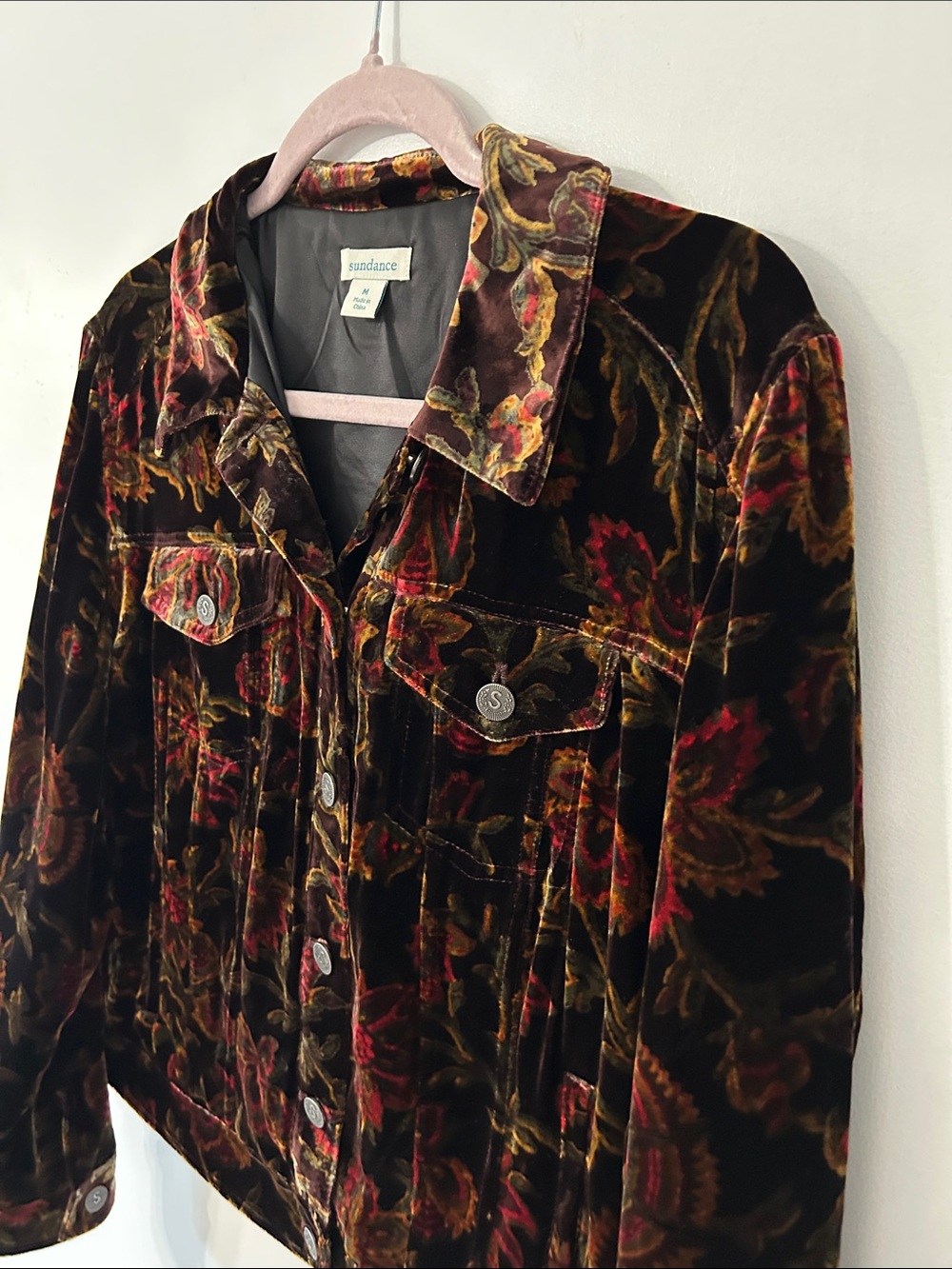 Sundance Jacket Wren Silk Blend Velvet Dark Floral Whimsigoth Fairy Medium - Picture 6 of 15